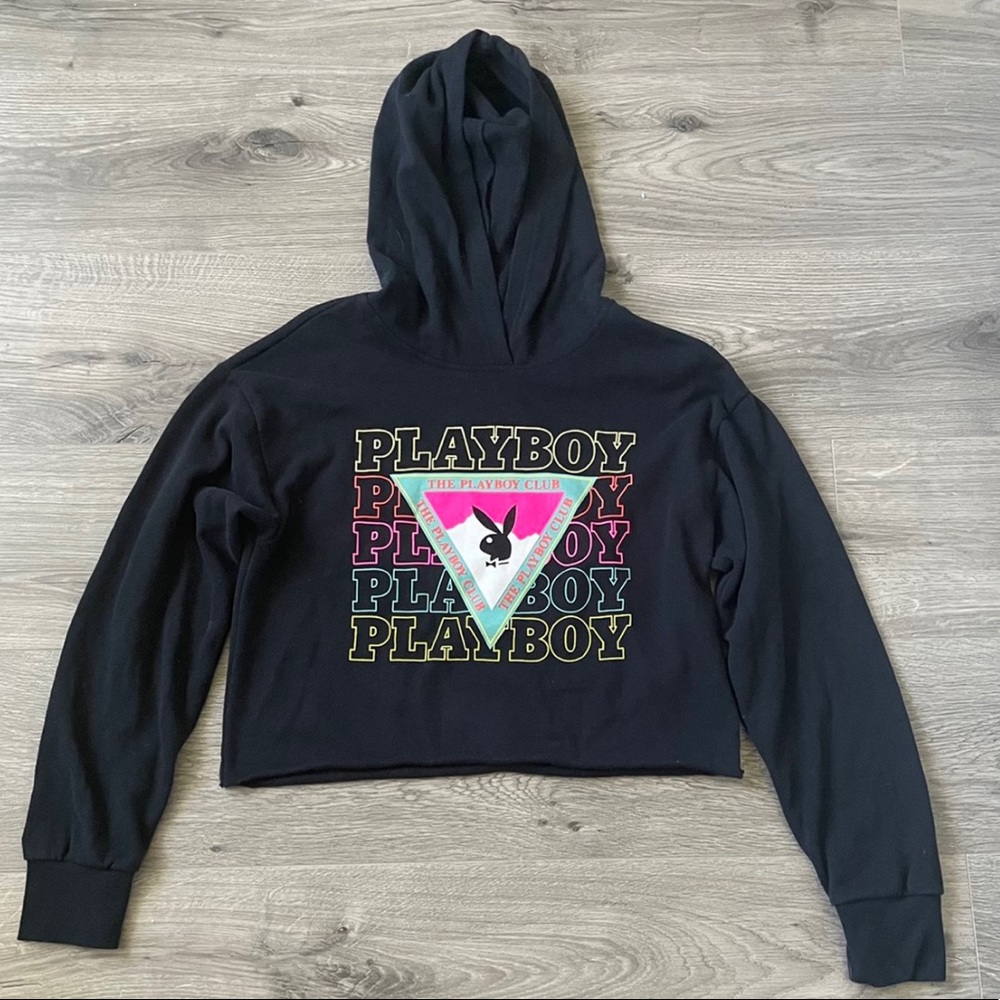 cropped playboy hoodie